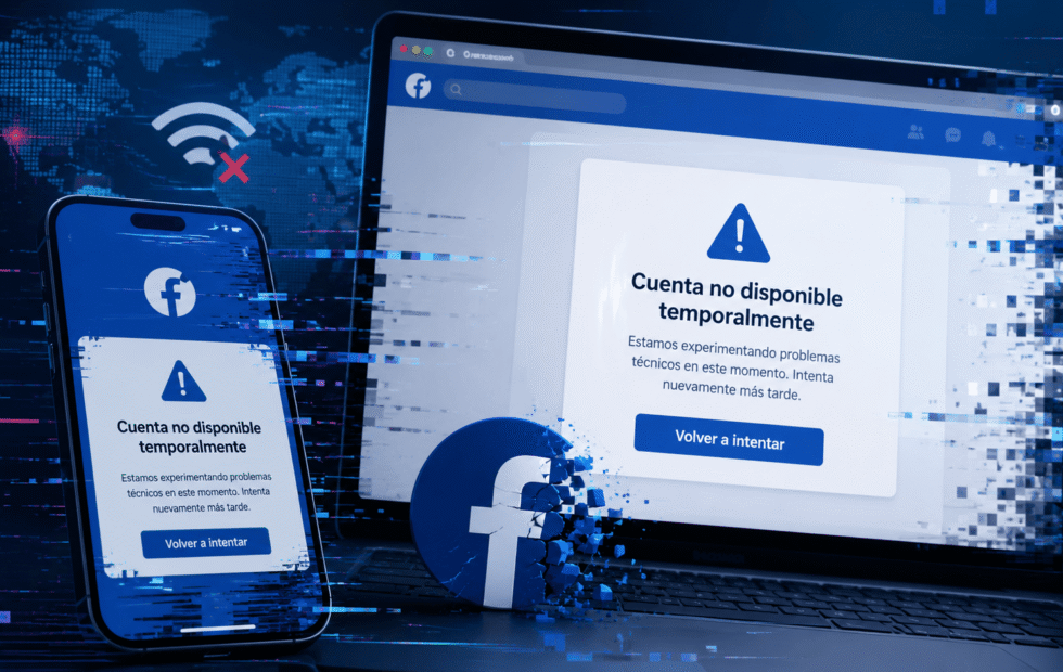 Facebook caído hoy: usuarios reciben el mensaje “Cuenta no disponible temporalmente”